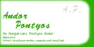 andor pontyos business card